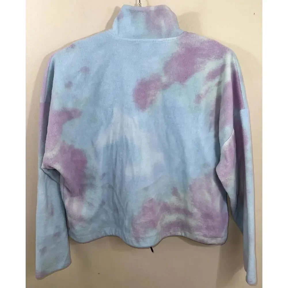 Peanuts Snoopy Cool Joe NYC Crop Tie Dye Fleece Pullover Sz XL Drawstring Waist - Picture 5 of 9